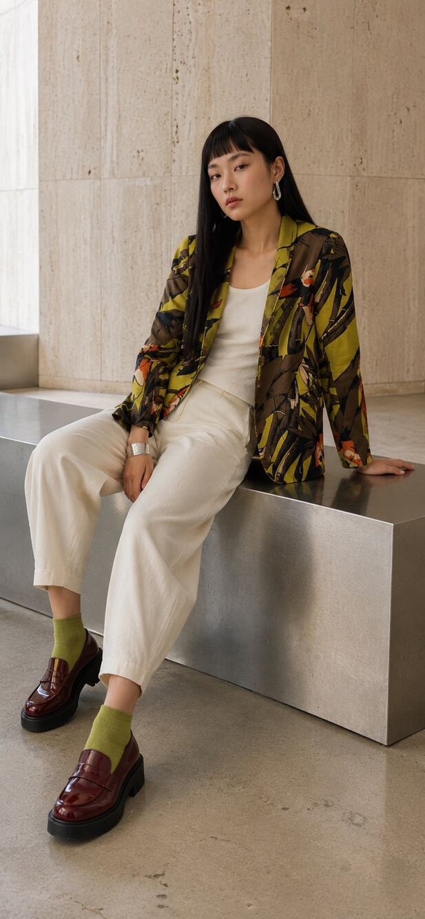 Dana Buchman Maximalist Tropical Bird Print Cotton Blazer Size 4